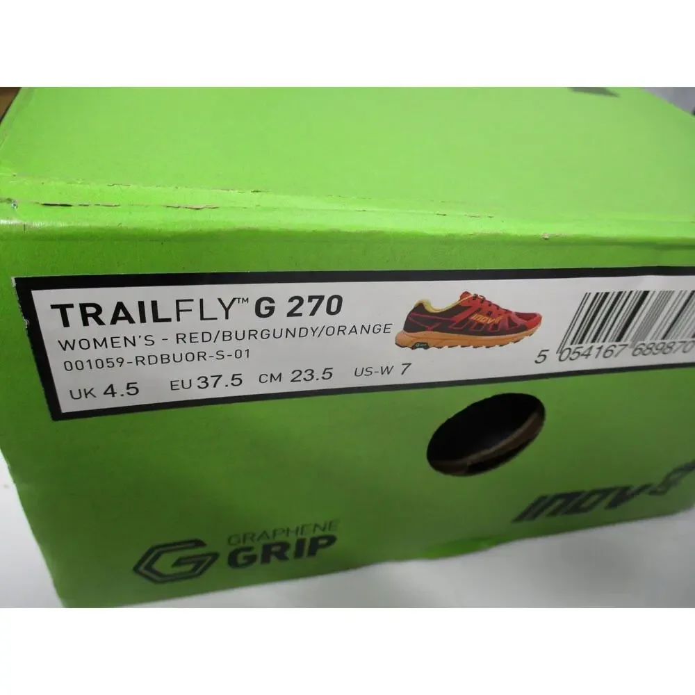 Inov-8 Trailfly G 270 Trail Running Shoes Womens Sz 7 Red /Burgundy/Orange